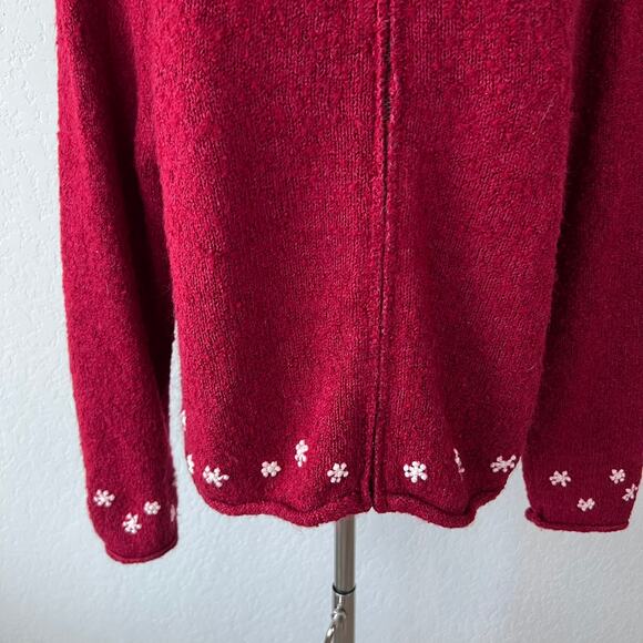 Vintage Y2K Silk & Wool Blend Zip Up Christmas Sweater Snowmen Red size PL - Picture 10 of 11